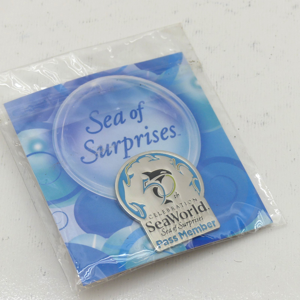 SeaWorld 50th Celebration Sea of Surprises Pass Member Enamel Collectible Pin